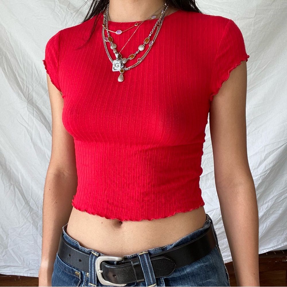 Red Baby Tee Crop Top